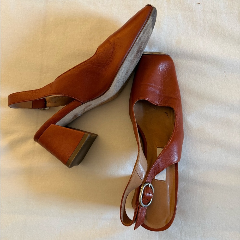 Miista Tan Slingback Heels